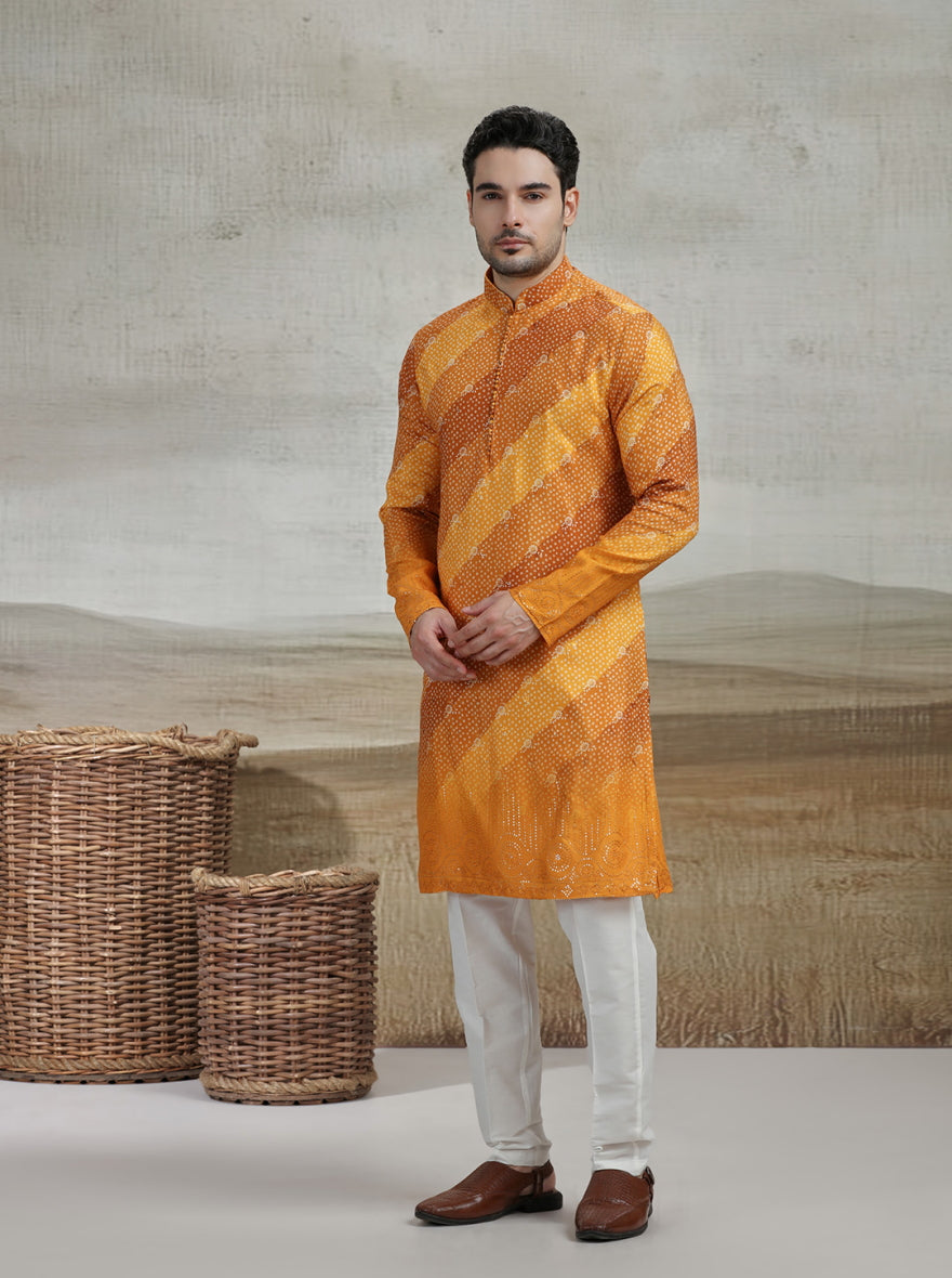 Yellow Printed Kurta Pajama | Virasana