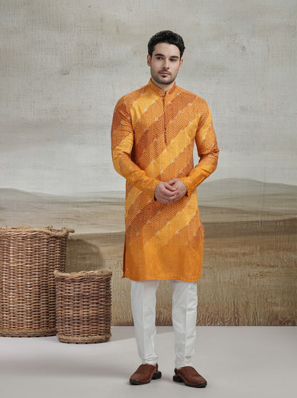 Yellow Printed Kurta Pajama | Virasana