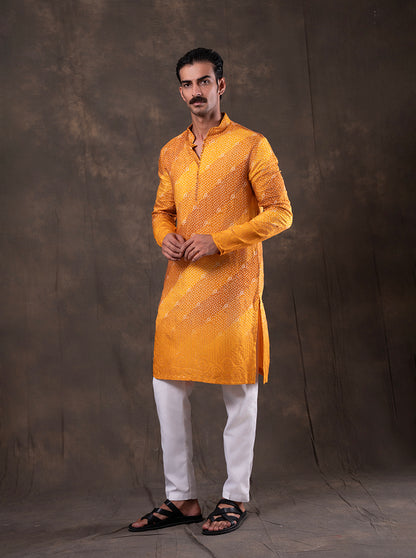 Yellow Printed Kurta Pajama | Virasana
