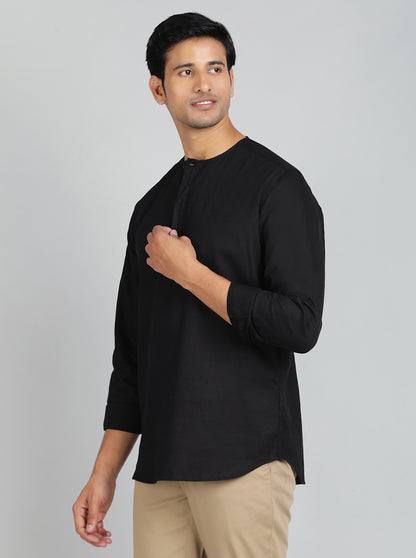 Black Solid Slim Fit Semi Casual Shirt | JadeBlue