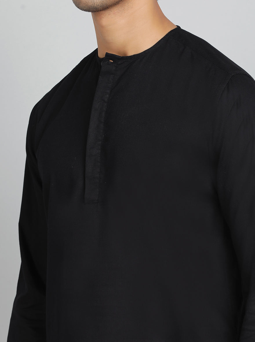 Black Solid Slim Fit Semi Casual Shirt | JadeBlue