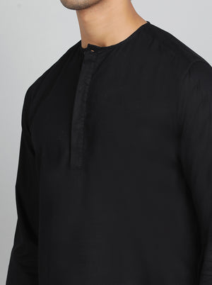 Black Solid Slim Fit Semi Casual Shirt | JadeBlue
