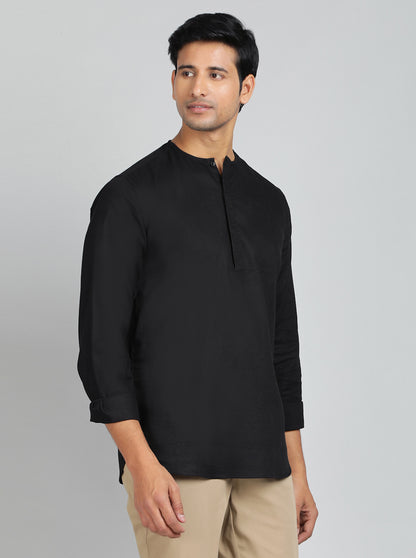 Black Solid Slim Fit Semi Casual Shirt | JadeBlue