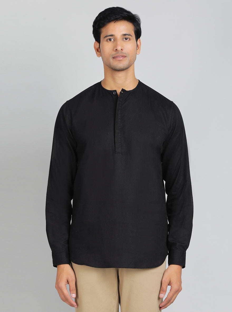 Black Solid Slim Fit Semi Casual Shirt | JadeBlue