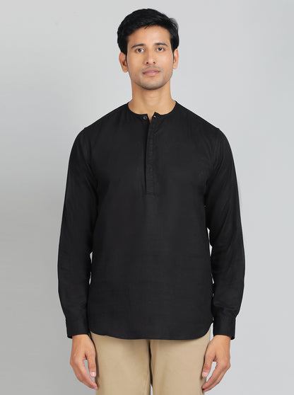 Black Solid Slim Fit Semi Casual Shirt | JadeBlue