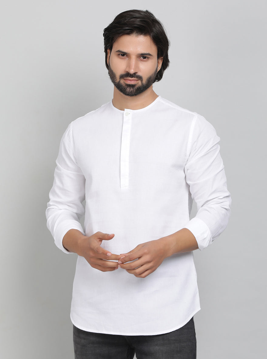 White Solid Slim Fit Semi Casual Shirt | JadeBlue