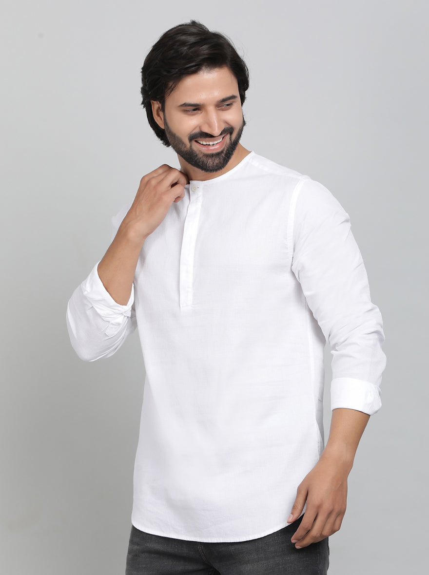White Solid Slim Fit Semi Casual Shirt | JadeBlue