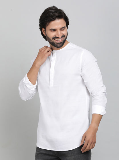 White Solid Slim Fit Semi Casual Shirt | JadeBlue