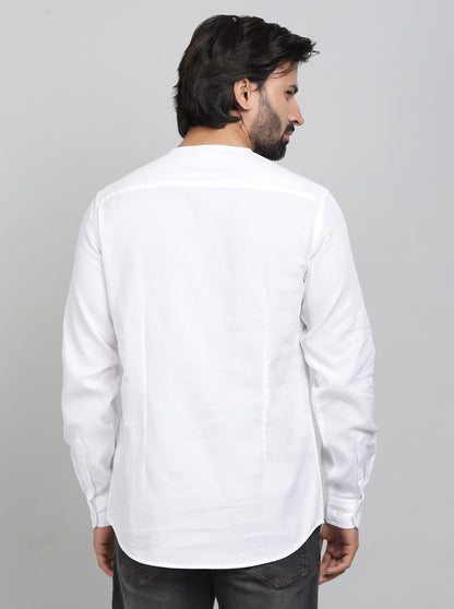 White Solid Slim Fit Semi Casual Shirt | JadeBlue