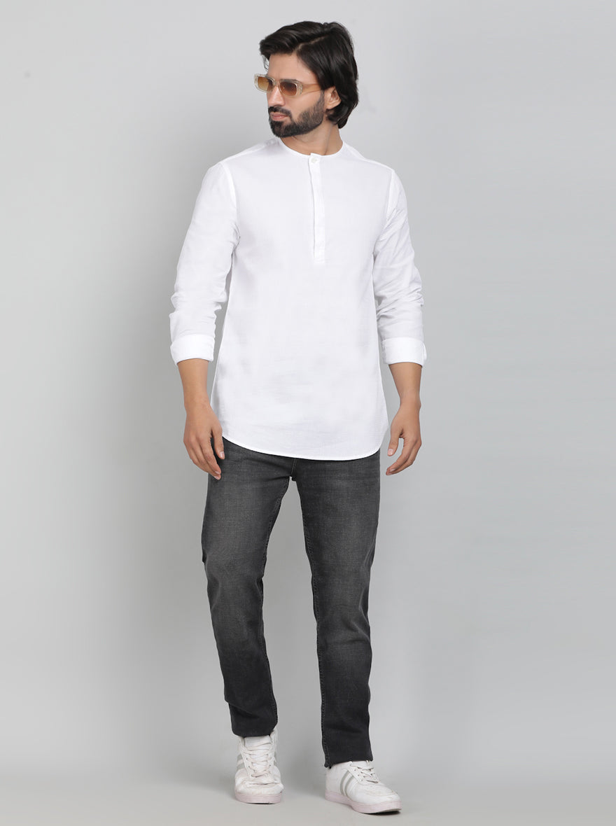 White Solid Slim Fit Semi Casual Shirt | JadeBlue