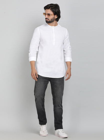 White Solid Slim Fit Semi Casual Shirt | JadeBlue