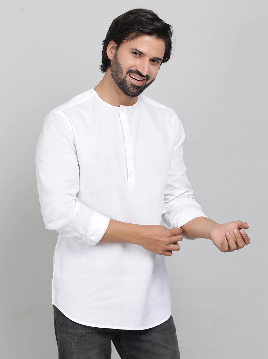 White Solid Slim Fit Semi Casual Shirt | JadeBlue