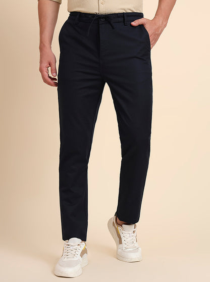 Navy Blue Solid Regular Fit Track Pant | JadeBlue