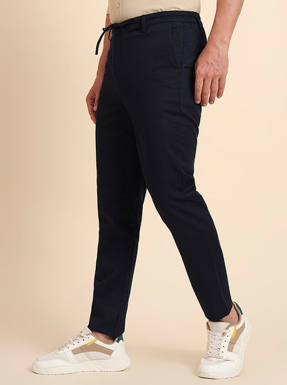 Navy Blue Solid Regular Fit Track Pant | JadeBlue