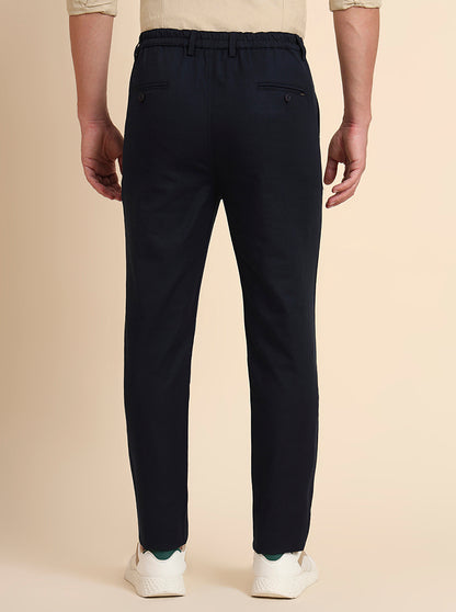 Navy Blue Solid Regular Fit Track Pant | JadeBlue