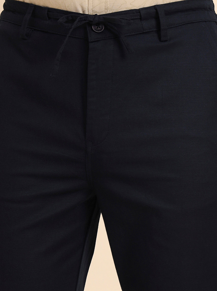 Navy Blue Solid Regular Fit Track Pant | JadeBlue