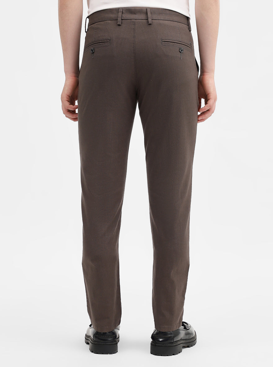 Dark Grey Solid Uno Fit Casual Trouser | JadeBlue