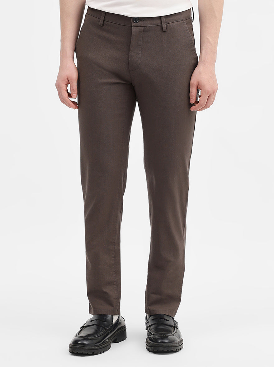 Dark Grey Solid Uno Fit Casual Trouser | JadeBlue
