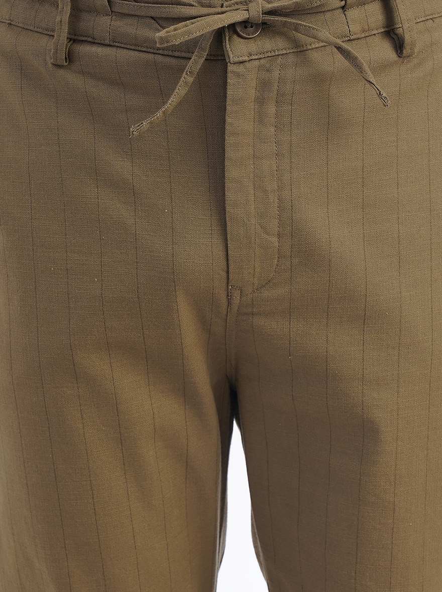Khaki Striped Regular Fit Track Pant | JadeBlue