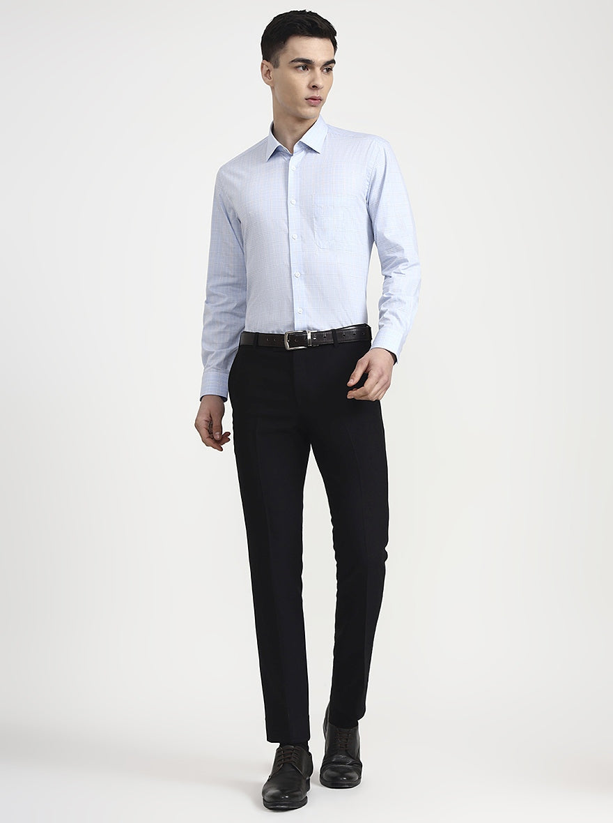 Sky Blue Checked Regular Fit Formal Shirt | JadeBlue