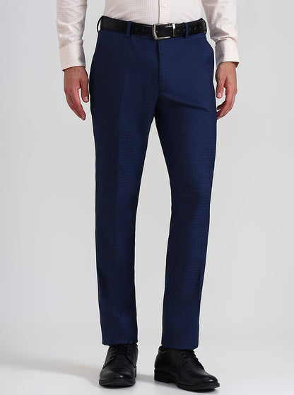 Royal Blue Solid Slim Fit Formal Trouser | JadeBlue Youth