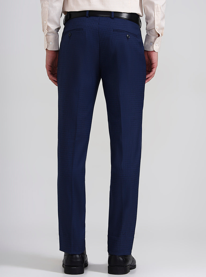 Royal Blue Solid Slim Fit Formal Trouser | JadeBlue Youth