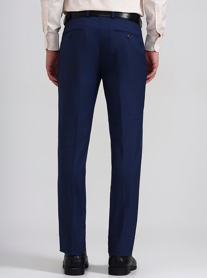 Royal Blue Solid Slim Fit Formal Trouser | JadeBlue Youth