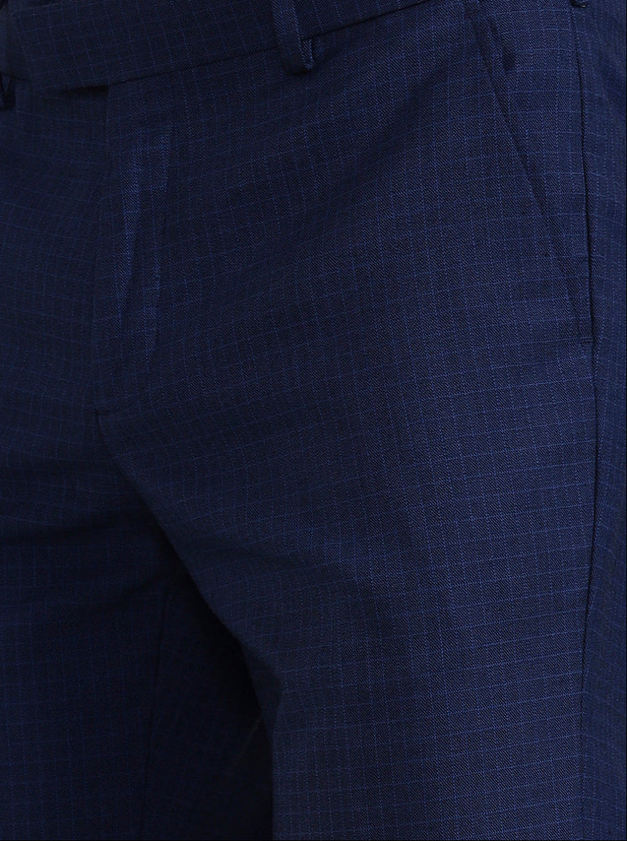 Royal Blue Solid Slim Fit Formal Trouser | JadeBlue Youth