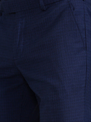Royal Blue Solid Slim Fit Formal Trouser | JadeBlue Youth