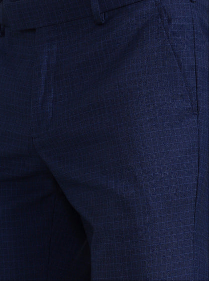 Royal Blue Solid Slim Fit Formal Trouser | JadeBlue Youth