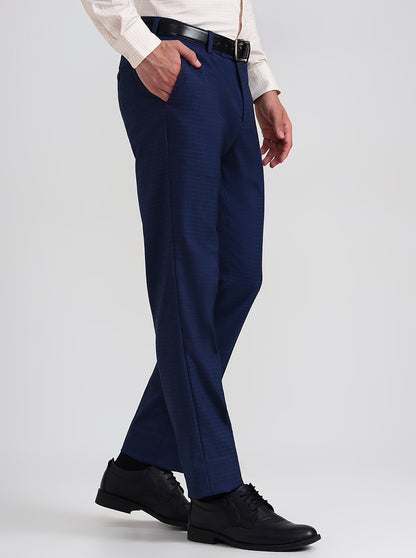 Royal Blue Solid Slim Fit Formal Trouser | JadeBlue Youth
