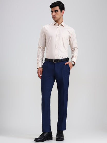 Royal Blue Solid Slim Fit Formal Trouser | JadeBlue Youth