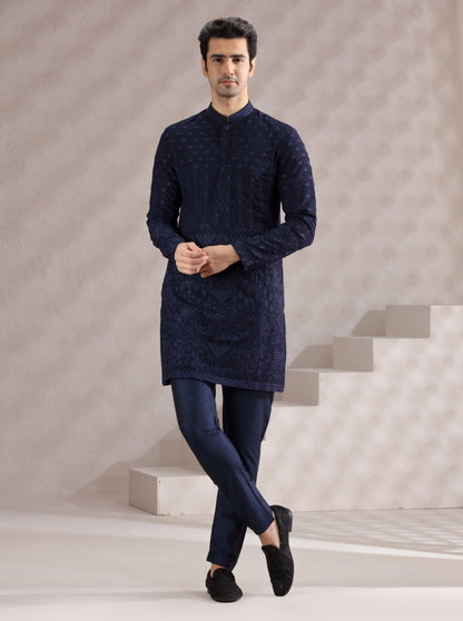 Blue Embroidered Kurta Pajama | TULA