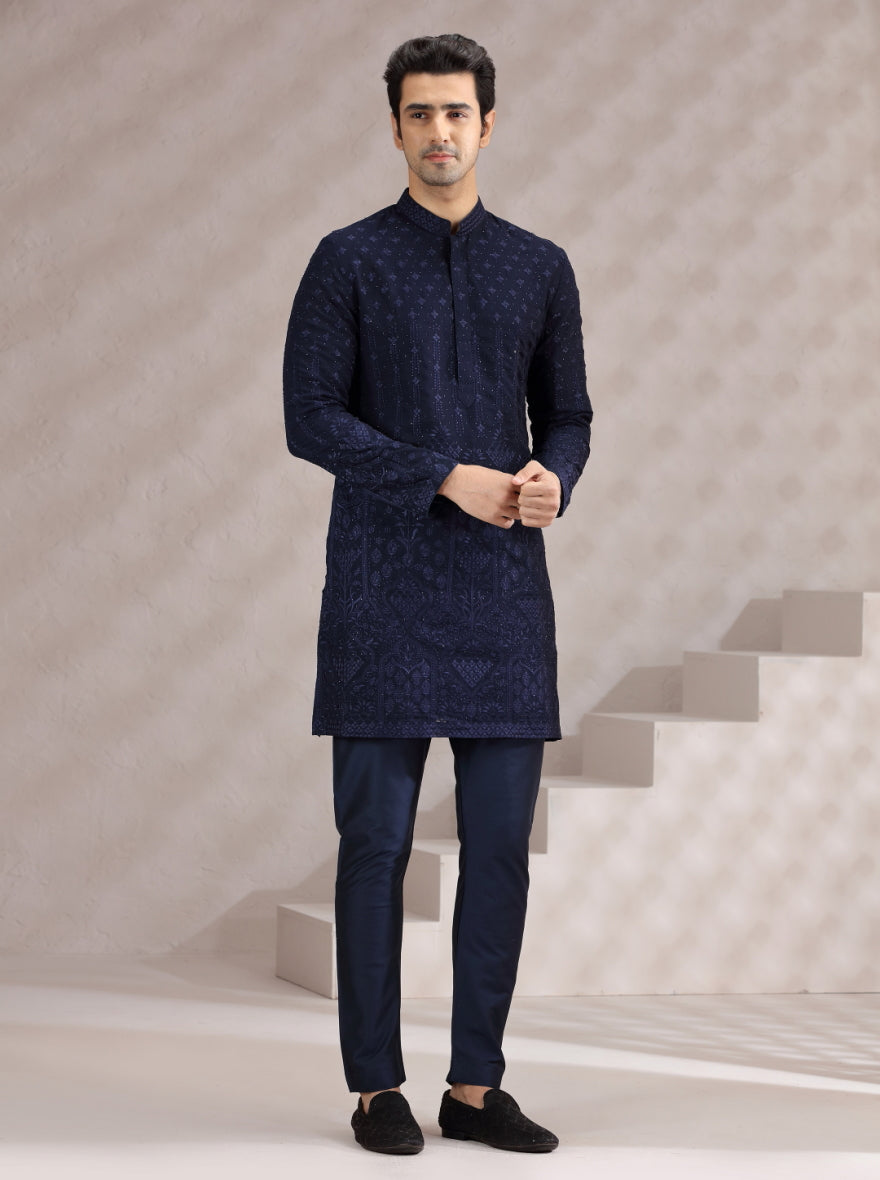 Blue Embroidered Kurta Pajama | TULA
