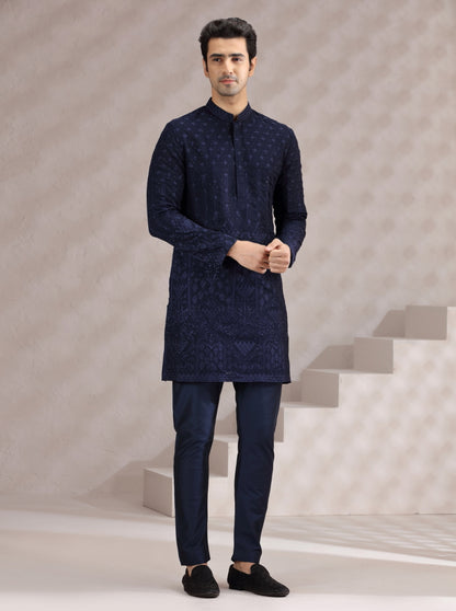 Blue Embroidered Kurta Pajama | TULA