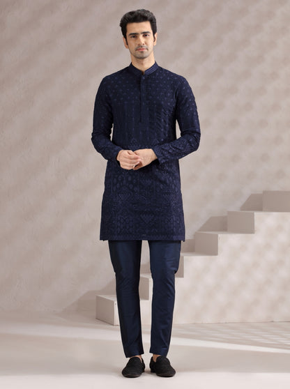 Blue Embroidered Kurta Pajama | TULA