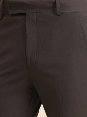 Dark Grey Solid Super Slim Fit Formal Trouser | Greenfibre