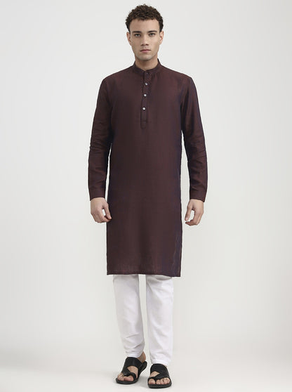 Maroon Solid  Modi Kurta | JadeBlue