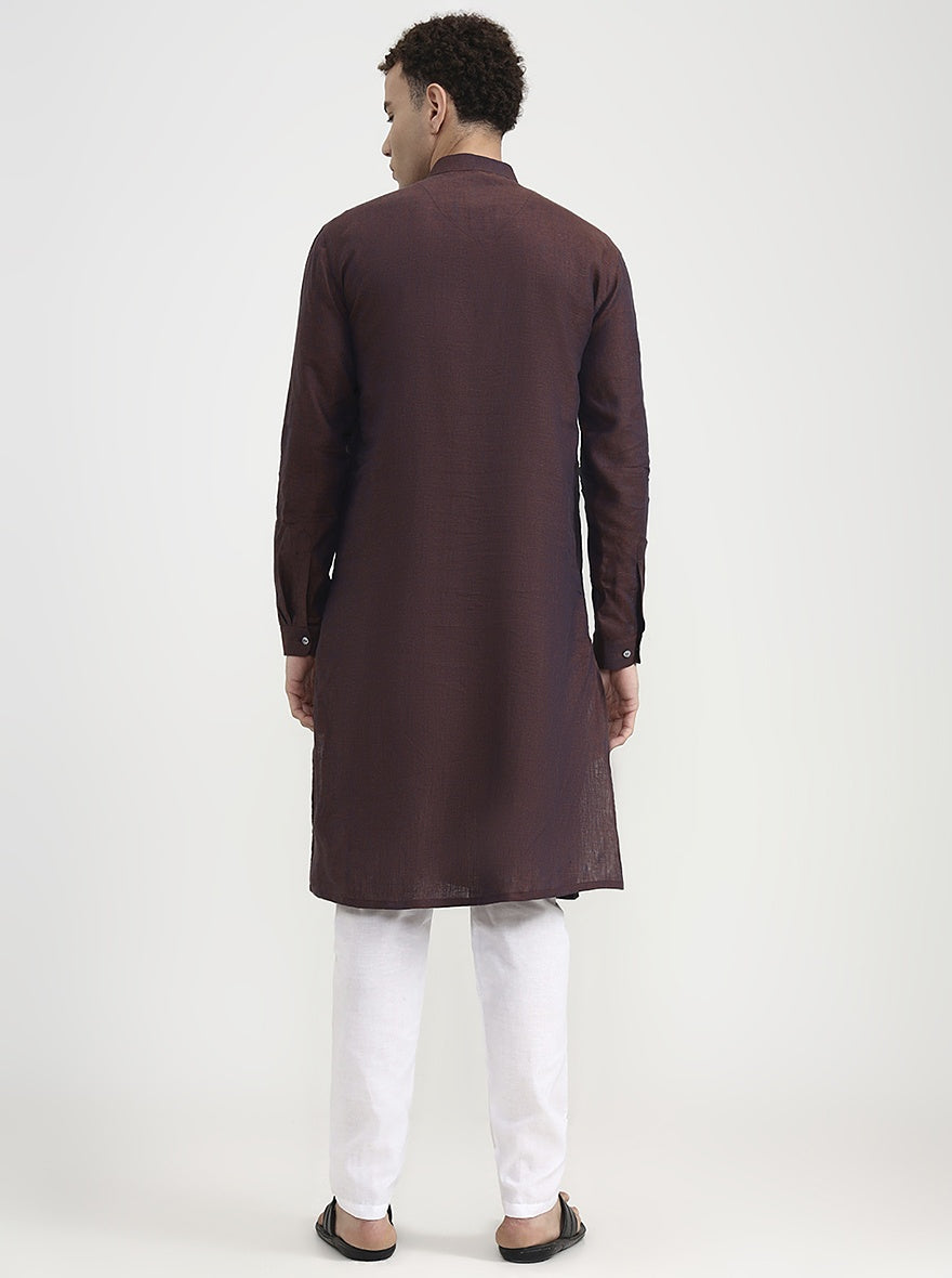 Maroon Solid  Modi Kurta | JadeBlue