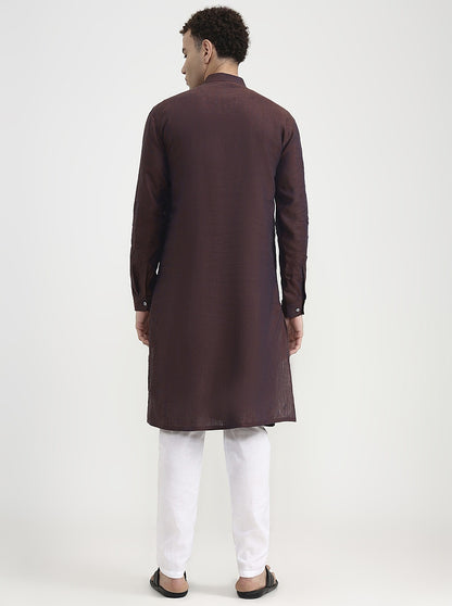 Maroon Solid  Modi Kurta | JadeBlue