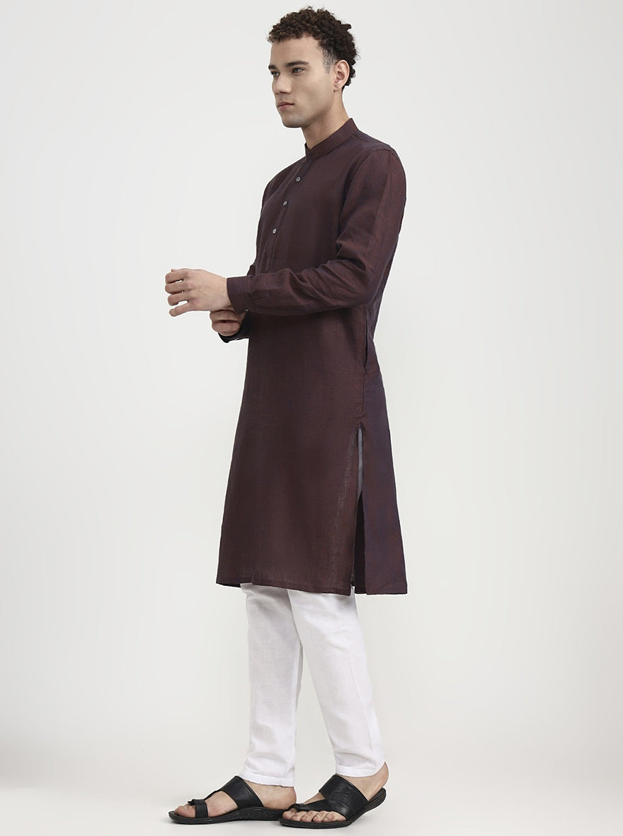 Maroon Solid  Modi Kurta | JadeBlue