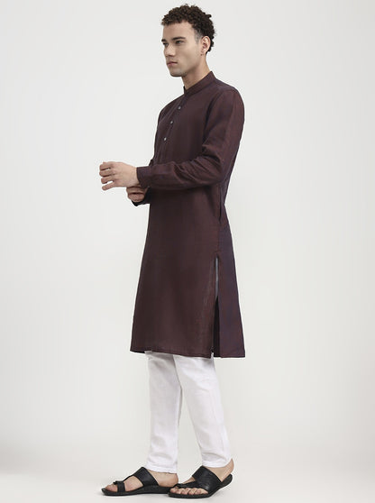Maroon Solid  Modi Kurta | JadeBlue