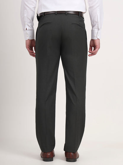 Green Solid Slim Fit Formal Trouser | JB Studio