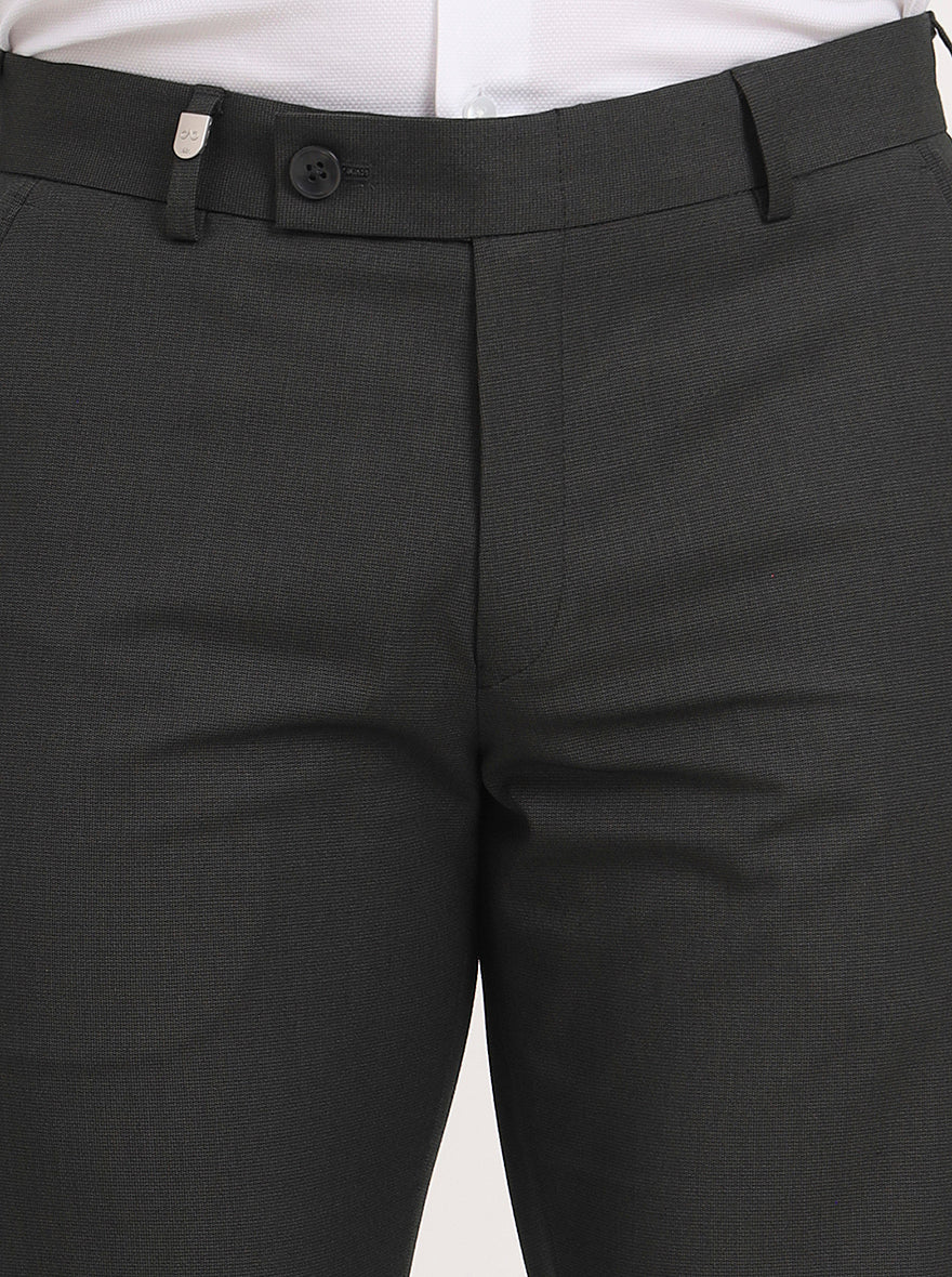 Green Solid Slim Fit Formal Trouser | JB Studio