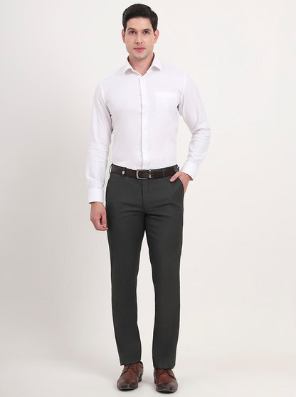 Green Solid Slim Fit Formal Trouser | JB Studio