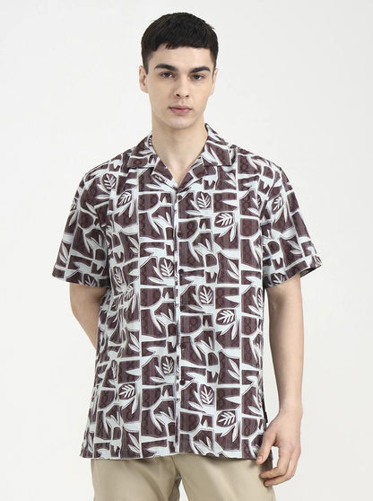 Light Green Printed Slim Fit Casual Shirt | Greenfibre