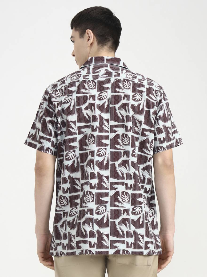 Light Green Printed Slim Fit Casual Shirt | Greenfibre