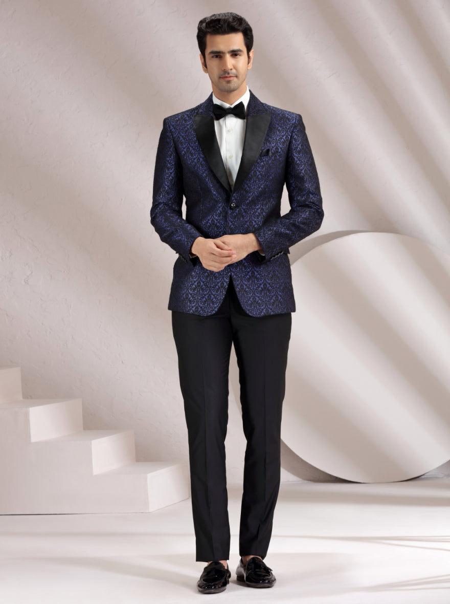 Blue Self Design Suit | JadeBlue