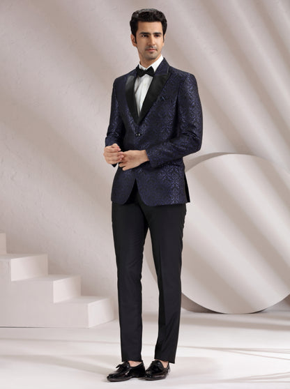 Blue Self Design Suit | JadeBlue