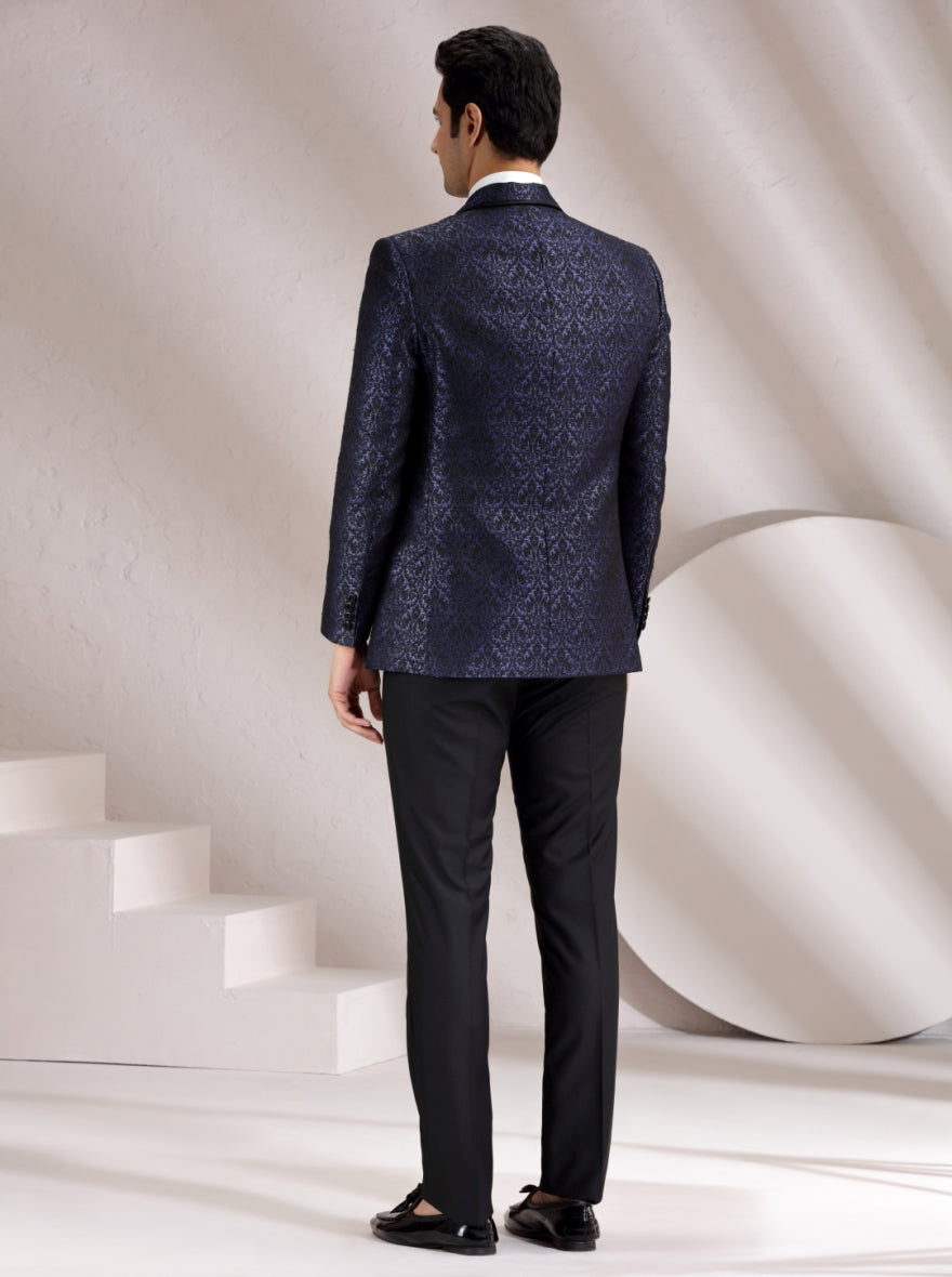 Blue Self Design Suit | JadeBlue
